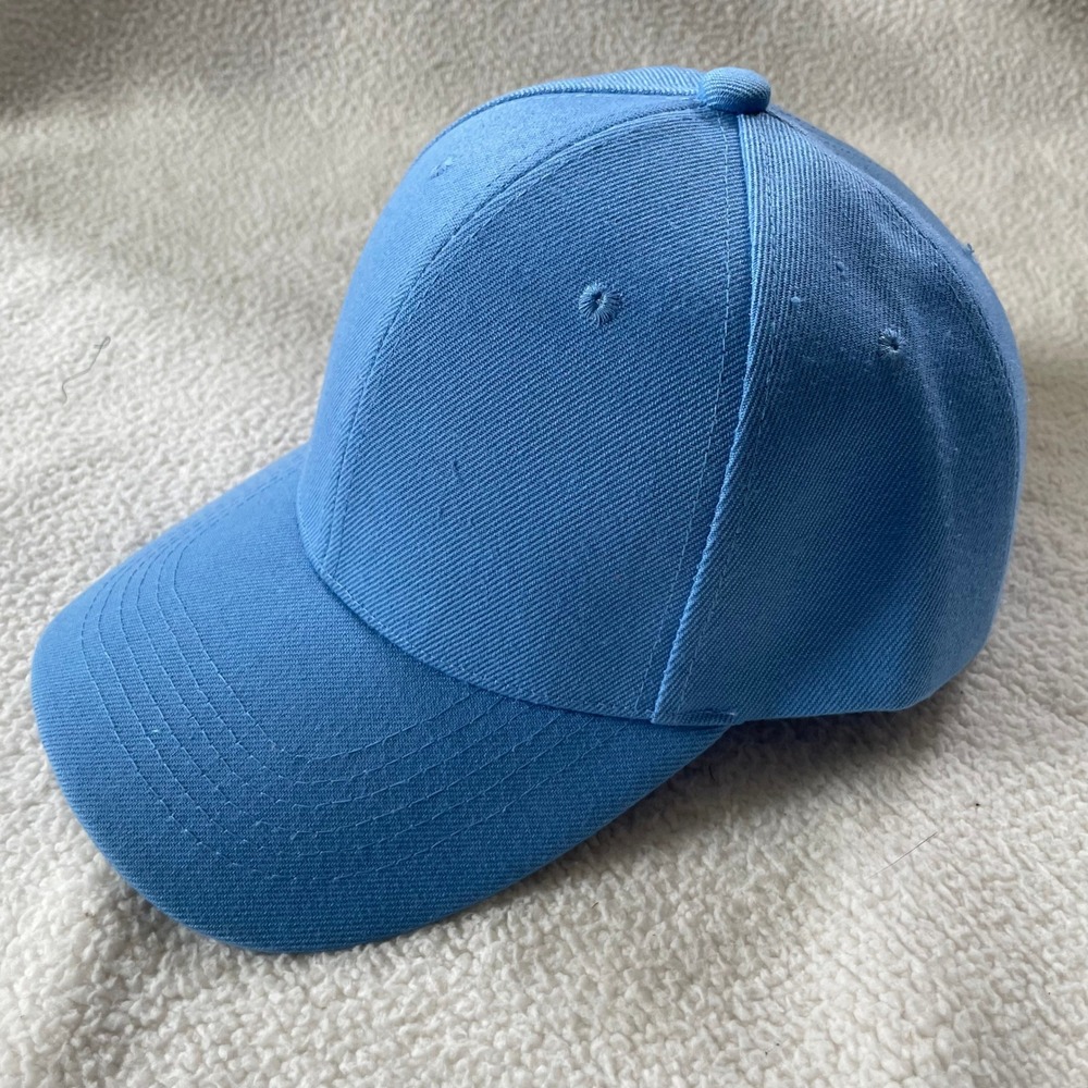 Unbranded Baseball Cap Mens OS Light Blue Acrylic Wool Blend Hook and Loop Strap